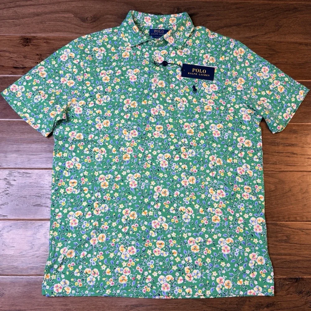 Polo Ralph Lauren Classic Fit Soft Cotton Polo Men's S Golf Green Floral Preppy